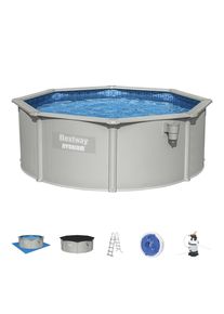 Bestway Pool SET Hydrium 56574 , Blau, Grau , Metall, Kunststoff , Kreise , 120 cm , Freizeit & Co, Pools & Wasserspass, Aufstellpools