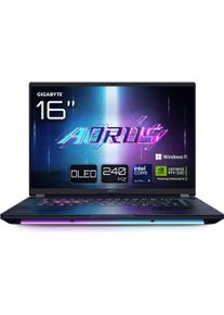 Gigabyte 16" QHD+ OLED 240Hz/U9 275HX/5080/32G/2T/W11P (16", 2000 GB, 32 GB, Ohne Tastaturlayout, Intel Core Ultra 9 275HX), Notebook, Schwarz