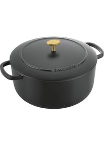 Ballarini Cocotte BELLAMONTE 24 cm rund 4,0 Liter Bräter aus Gusseisen schwarz, Pfanne + Kochtopf, Schwarz