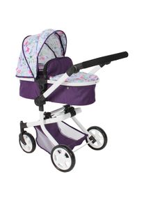 Bayer Chic 2000 CHIC2000, Kombi-Puppenwagen &raquo;Mika&laquo; mit schwenkbaren Vorderr&auml;dern, Flowers lila, Kombi-Puppenwagen