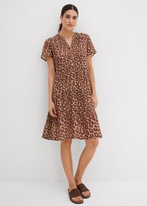 bonprix Mujer, Vestido de muselina suave, marrón, 40