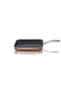 Pensofal bistecchiera quadrata in alluminio antiaderente 1 manico inox 28x28cm, magnifiqa, pen6915, rame
