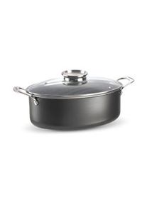 Pensofal casseruola ovale in alluminio antiaderente 2 maniglie inox con coperchio in vetro 32x21cm, invictum, pen5521, grigio