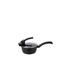 Pensofal casseruola in alluminio pressofuso 1 manico con coperchio in vetro 16cm, suprema, pen8104, nero