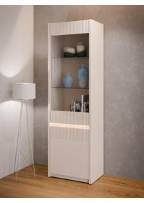 FORTE Vitrine »Oak Squere« Vitrine, Beleuchtung, Glastüre, grifflos, Größe B/H/T: 60,6 cm x 197,9 cm x 41,5 cm