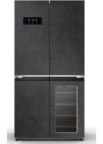 Wolkenstein WCD595EWTSNF ST Cross Door Side-by-Side Stand-Kühl-Gefrierkombination 90,5cm breit 606 Liter Weinschrank Granitoptik