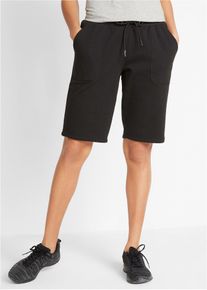 bonprix Mujer, Bermudas de chándal de algodón puro, negro, 44/46