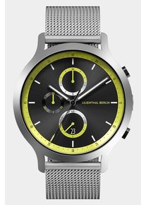 Men's Chronograph Watch - Silver Black - Surgical Steel Case, Sapphire Glass, Mesh Strap - Date Display - 42mm , Quartz Movement by Ronda - Lilienthal