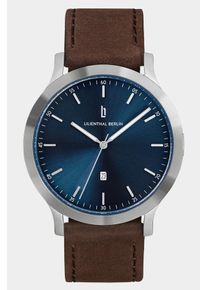 Men's Watch - Silver Blue - Surgical steel case, Sapphire-hardened mineral glass, Leather Strap - 40mm , Quartz Movement - Lilienthal Berlin