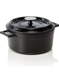 la.va Casseroles round, emaillierter Bräter, Gusseisen, Pfanne + Kochtopf, Schwarz