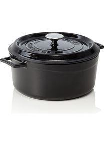 la.va Casseroles round, emaillierter Bräter, Gusseisen, Pfanne + Kochtopf, Schwarz