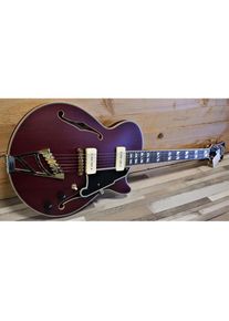 D'angelico Guitars Deluxe SS Stairstep Trans Wine semi-akoestische gitaar met koffer (Halbakustik Gitarre, Maple, Mahagoni, Laminiertes Holz), Gitarre