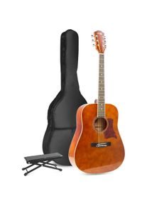 Max gitaar voor beginners - SoloJam Western gitaar - Incl. voetsteun, gitaar stemapparaat, gitaartas (Akustik Gitarre, Stahl, Ahorn), Gitarre