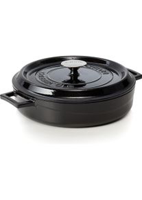 la.va Casseroles round, emaillierter Bräter, Gusseisen, Pfanne + Kochtopf, Schwarz