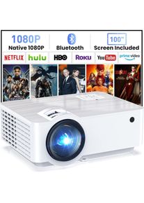 Hopvision Full HD 1080P Mini Beamer (HD, 9500 lm), Beamer, Weiss