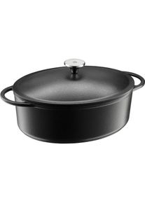 WMF 0571464290 Bräter 30 x 23,5 cm Gusseisen mit Gussdeckel, Pfanne + Kochtopf, Schwarz