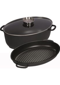 Kelomat Bräter oval 3-teilig, 8L, Pfanne + Kochtopf, Silber