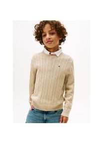 Tommy Hilfiger, Herren, Strickpullover &raquo;COTTON CABLE SWEATER&laquo; f&uuml;r Kinder bis 16 Jahre, mit Zopfmuster, Malted Milk Heather, 4 (104), Malted Milk 