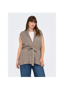 Only CARMAKOMA, Damen, Strickweste &raquo;CARKATIA SL RIB WRAP VEST KNT&laquo;, Fungi Detail:Melange, S, Fungi Detail:Melange, Strickweste von Only CARMAKOMA
