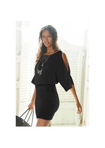 Buffalo , Jerseykleid, (mit Bindeband), mit Ärmelschlitzen, sommerlich, modisch , schwarz , N-Gr , 38 -N-Gr , 38 , Sommerkleid im Retrolook