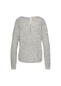 Lascana, V-Ausschnitt-Pullover mit Zierperlen im R&uuml;cken, femininer Strickpullover, grau-meliert, 32/34, V-Ausschnitt-Pullover