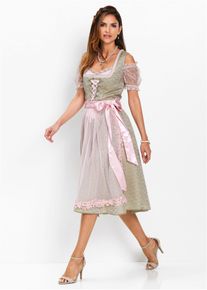 Dirndl met parels (2-dlg. set) - groen - maat 50 - bonprix