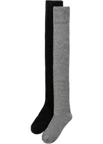 Overknee kousen (2 paar) - zwart - maat 39-42 - met katoen - bonprix