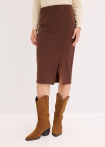 Strakke jersey rok - bruin - maat 44/46 (L) - bonprix
