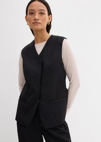 Lang mouwloos vest van twill - zwart - maat 34 - bonprix
