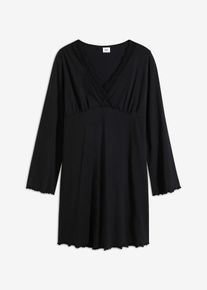 bonprix Femei Cămaşă de noapte cu bumbac organic, negru, 40/42