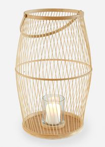 Windlicht mit Glaseinsatz, beige, Größe 45 cm, bonprix