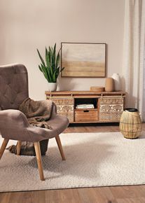 Windlicht mit Glaseinsatz, beige, Größe 40 cm, bonprix