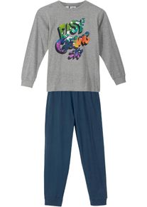 Pyjama mit weicher Bio-Baumwolle (2-tlg. Set), grau, Größe 176/182, mit Baumwolle, bonprix