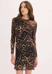 Minikleid mit Raffung, schwarz, Größe 44/46 (L), bonprix