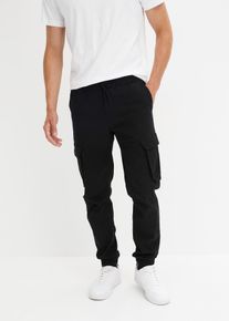 Regular Fit Schlupf-Cargohose Straight, schwarz, Größe 54, mit Baumwolle, bonprix