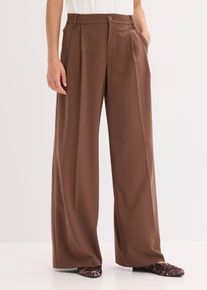 Bundfaltenhose aus flie&szlig;endem Viskose-Mix, braun, Gr&ouml;&szlig;e 48, bonprix
