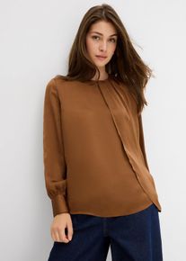 Bluse aus fließendem Satin, braun, Größe 36, bonprix