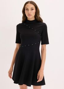 Minikleid mit Nieten, schwarz, Größe 42, Viskose, bonprix