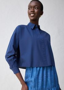 Kurze Oversize Bluse mit Seidenanteil, blau, Größe 44, Seide, bonprix