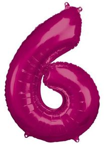 Amscan Number balloon 6 metallic pink 86cm