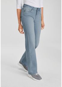 Arizona Rechte jeans wijde pasvorm, used-look-wassing, hoge taille dames straight jeans maat 100 blauw