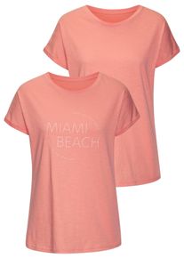 Vivance T-shirt Met modieuze frontprint in een zachte katoenkwaliteit (Set van 2) dames t-shirts maat 32/34 oranje