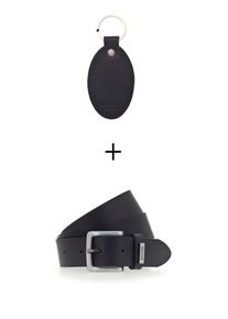 Mustang Leren riem 2-delige set (set, 2 stuks) heren riemen maat 80 zwart