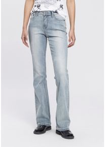 Arizona Bootcut jeans Shaping elastische pasvorm, bootcut-pasvorm, used-wassing, hoge taille dames jeans maat 17 blauw