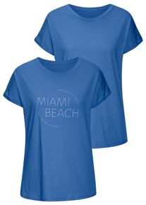 Vivance T-shirt Met modieuze frontprint in een zachte katoenkwaliteit (Set van 2) dames t-shirts maat 32/34 blauw
