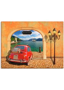 Artland Artprint Kleine Italiaanse haven als artprint op linnen, poster in verschillende formaten maten foto schilderijen oranje