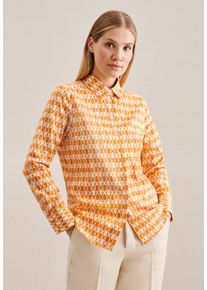 Seidensticker Overhemdblouse Zwarte roos Lange mouwen kraag geometrische motieven dames lange blouses maat 3XL (46) oranje
