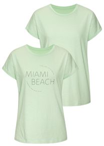 Vivance T-shirt Met modieuze frontprint in een zachte katoenkwaliteit (Set van 2) dames t-shirts maat 32/34 groen