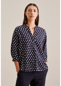 Seidensticker Klassieke blouse Zwarte roos 3/4-mouwen kraag stippen dames blouses maat M (38) blauw