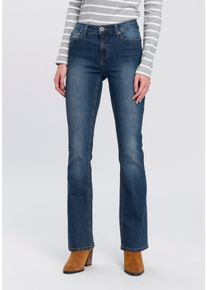 Arizona Bootcut jeans Shaping elastische pasvorm, bootcut-pasvorm, used-wassing, hoge taille dames jeans maat 17 blauw